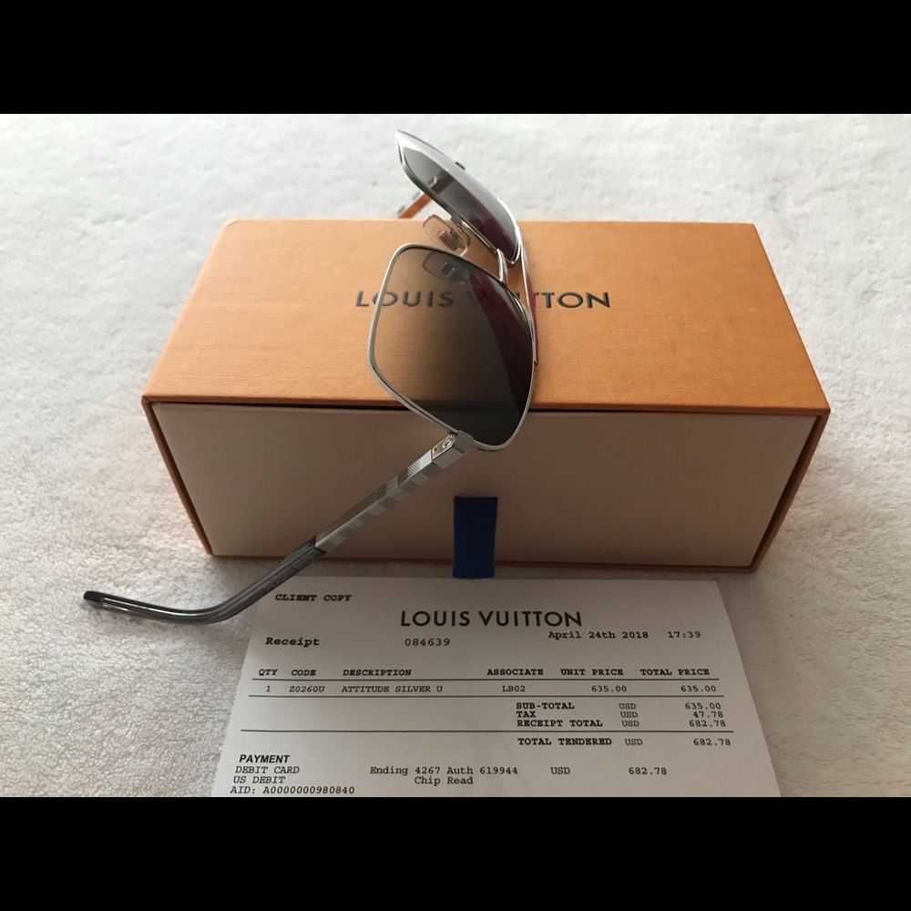 Louis Vuitton men’s attitude silver U sunglasses.